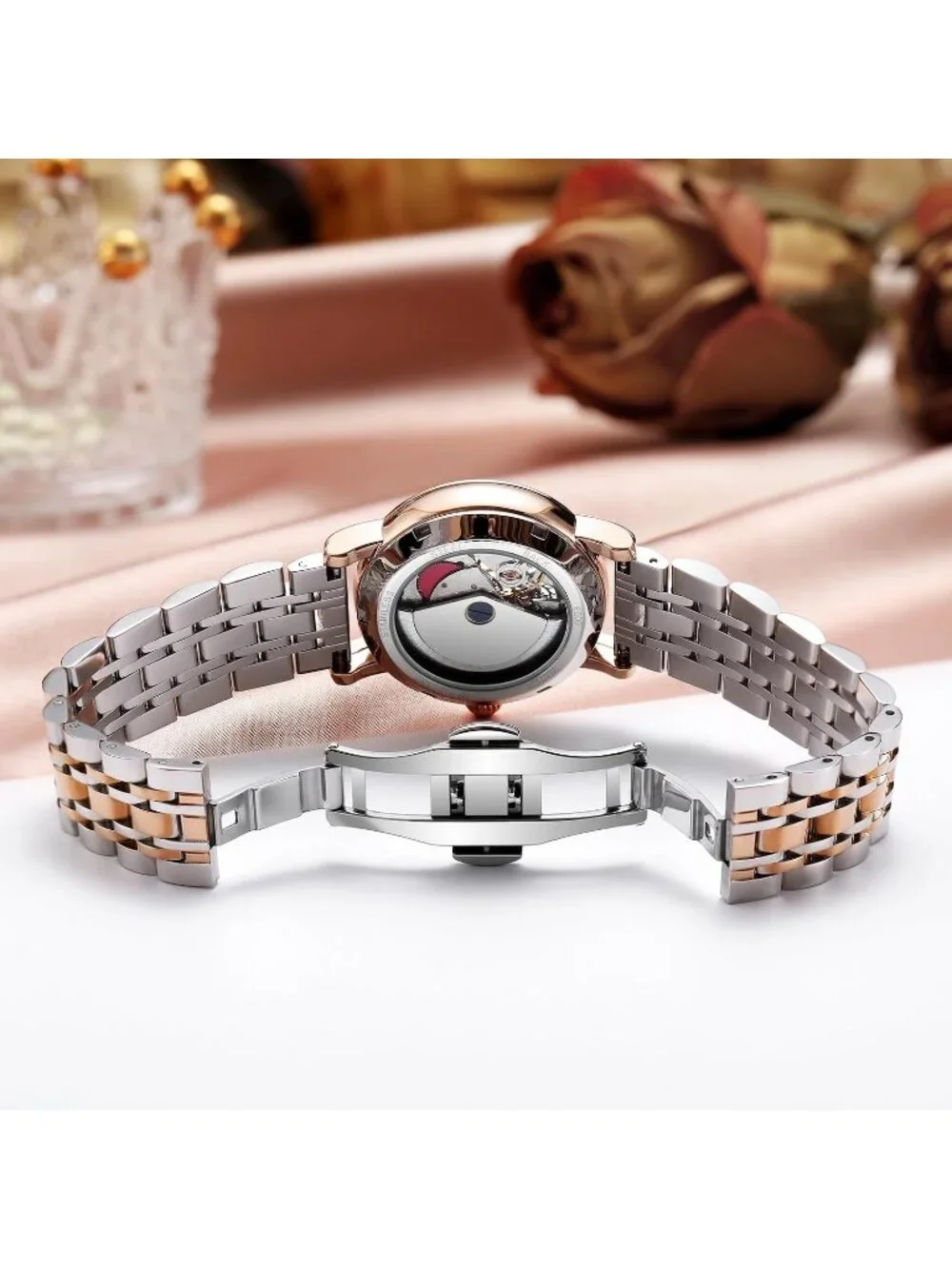 Women's Green Luxury Elegant Automatic Mechanical Stainless Steel Wrist Watch_3